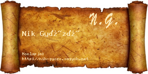 Nik Győző névjegykártya